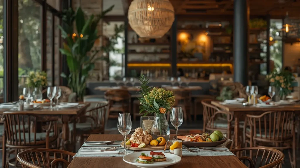 Ilustrasi editorial suasana kuliner untuk artikel tentang Made's Warung Kuta