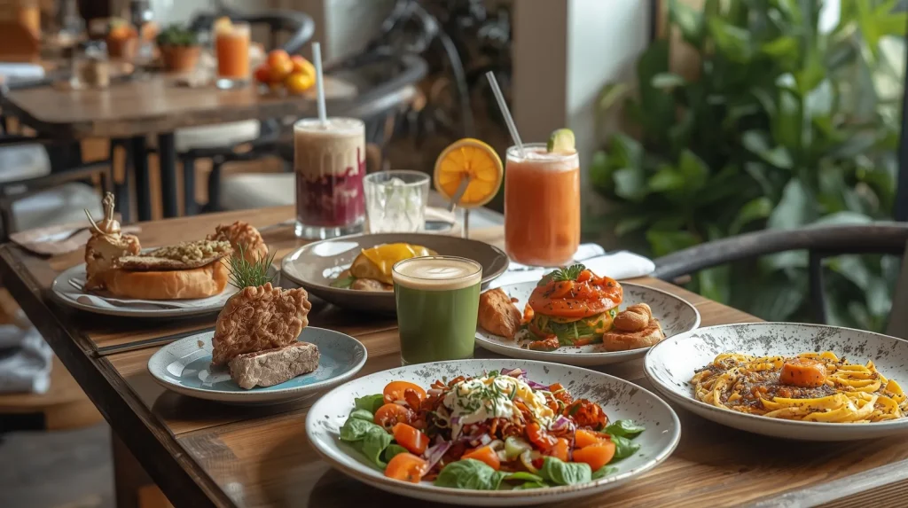 Ilustrasi editorial suasana kuliner untuk artikel tentang SUKA Espresso Ubud